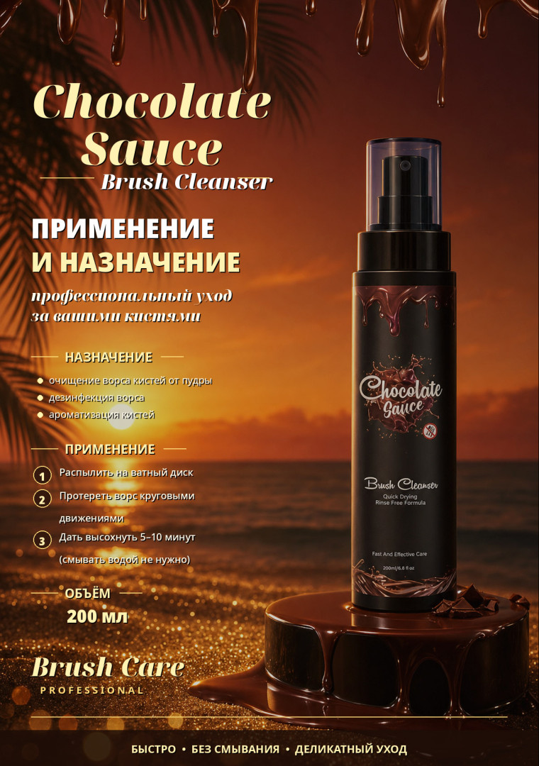 Спрей-очиститель Chocolate Sauce для очищения кистей/BRUSH CLEANSER ОТ CHOCOLATE SAUCE